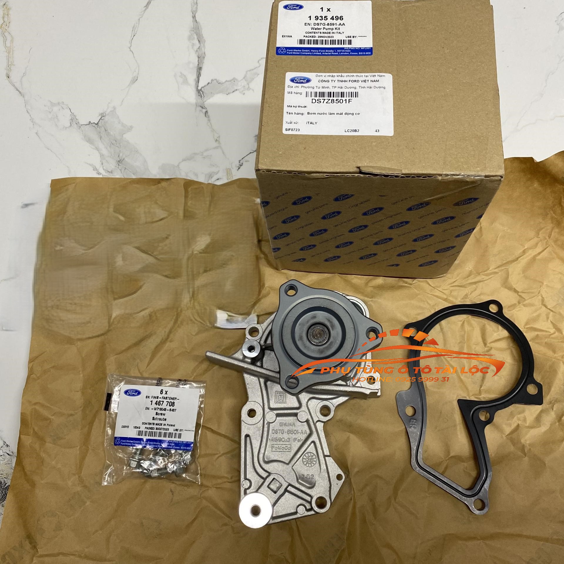 Bơm nước Ford Focus 2015 2016, 2017, 2018, 2019 - DS7Z8501F / DS7G8591AA / DS7G8601AA / DS7G8501BA - máy Ecoboost - Phụ Tùng Tài Lộc